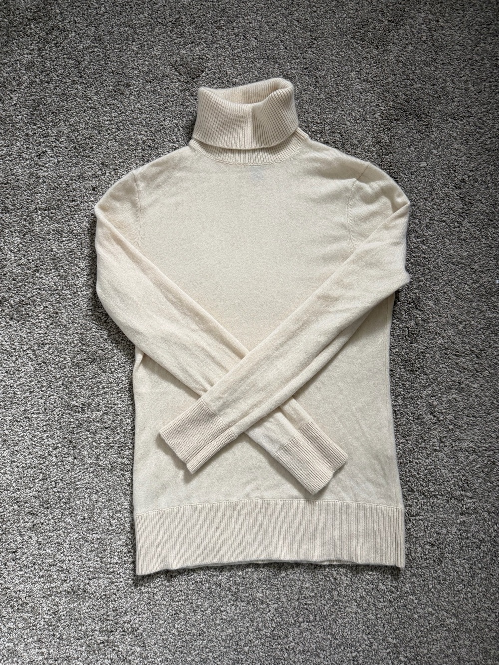 Lands' End Ivory 100% Cashmere Turtleneck Sweater